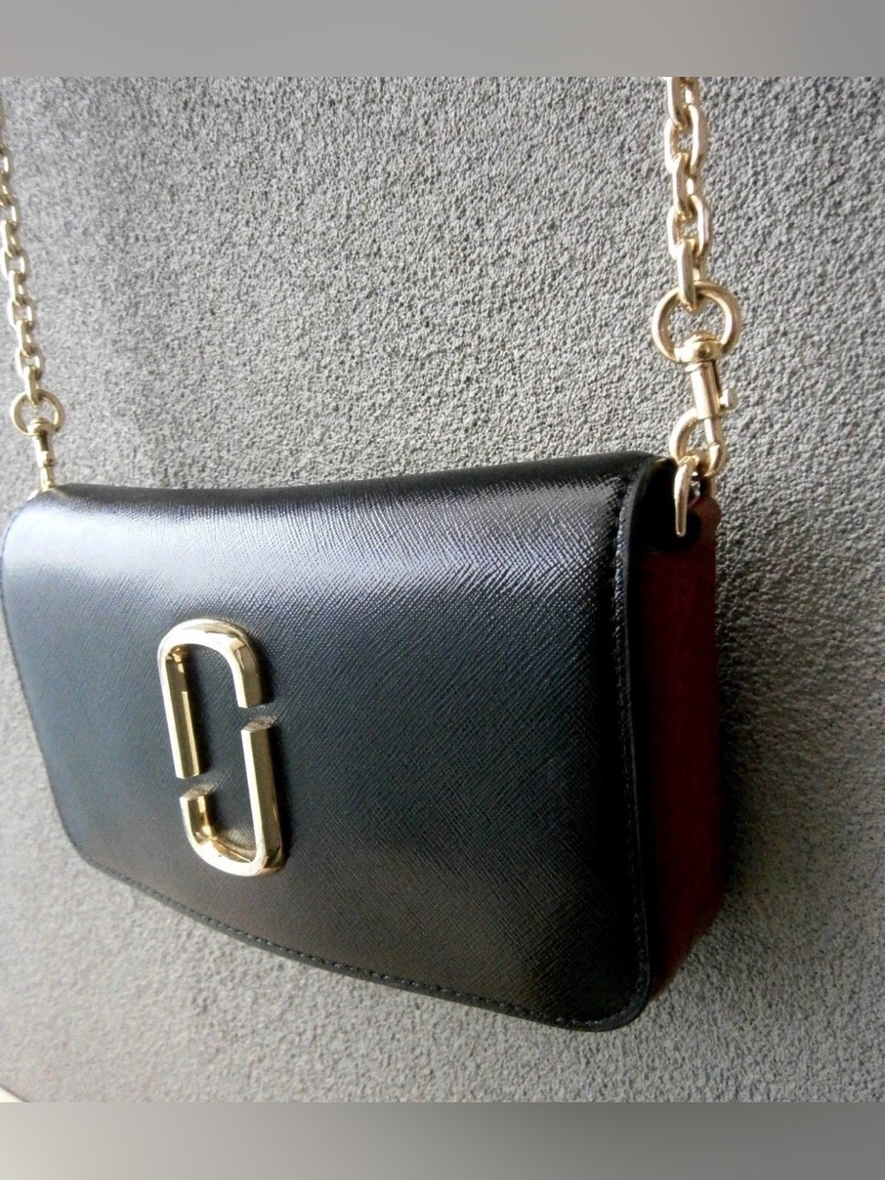 Marc Jacobs Snapshot WOC Tricolor Black SAFFIANO Leather Flap Burghundy Base - Picture 9 of 16